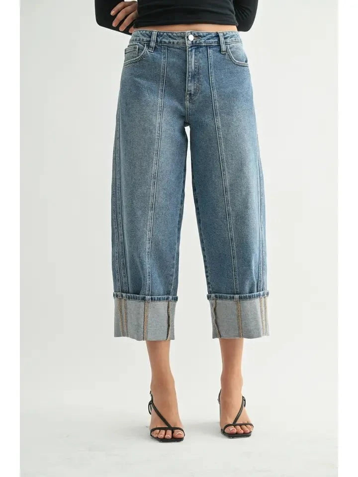 Eccentrics Boutique Denim Mid Rise Cuff Barrel Denim