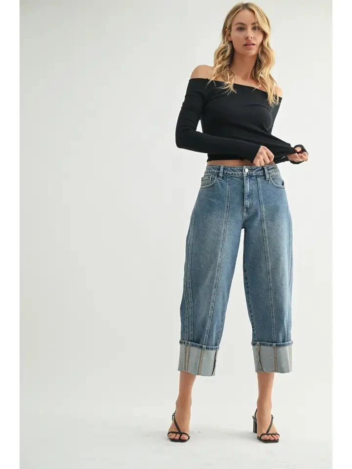 Eccentrics Boutique Denim Mid Rise Cuff Barrel Denim