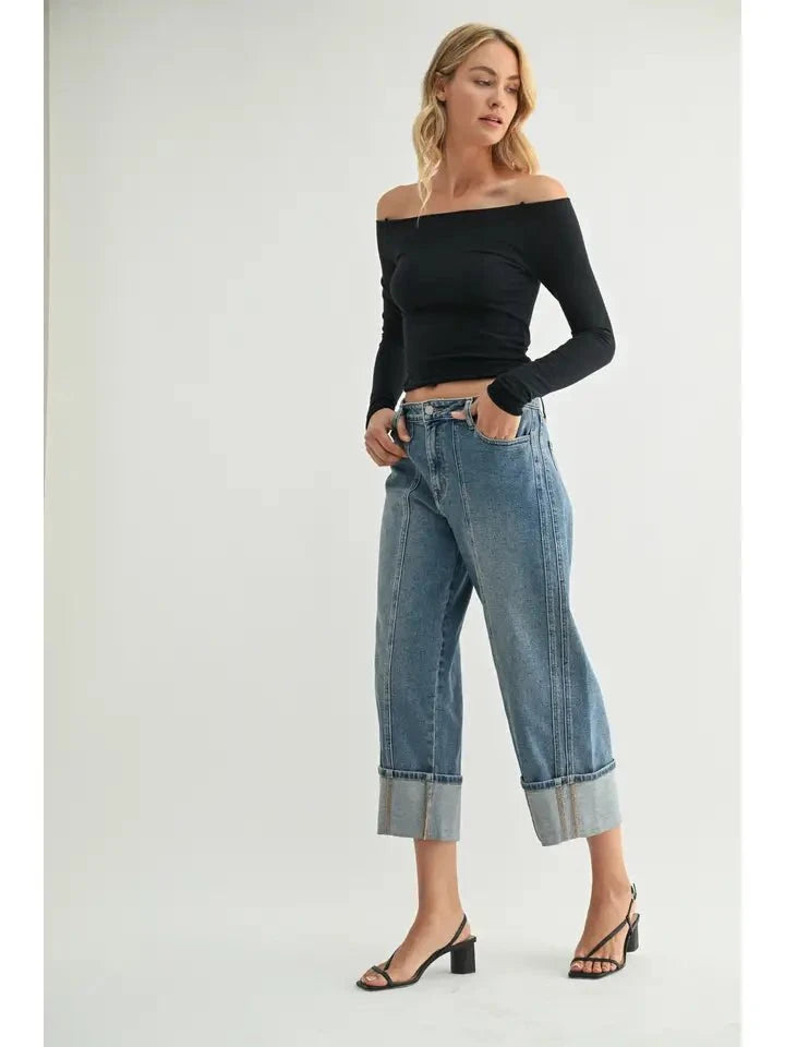 Eccentrics Boutique Denim Mid Rise Cuff Barrel Denim