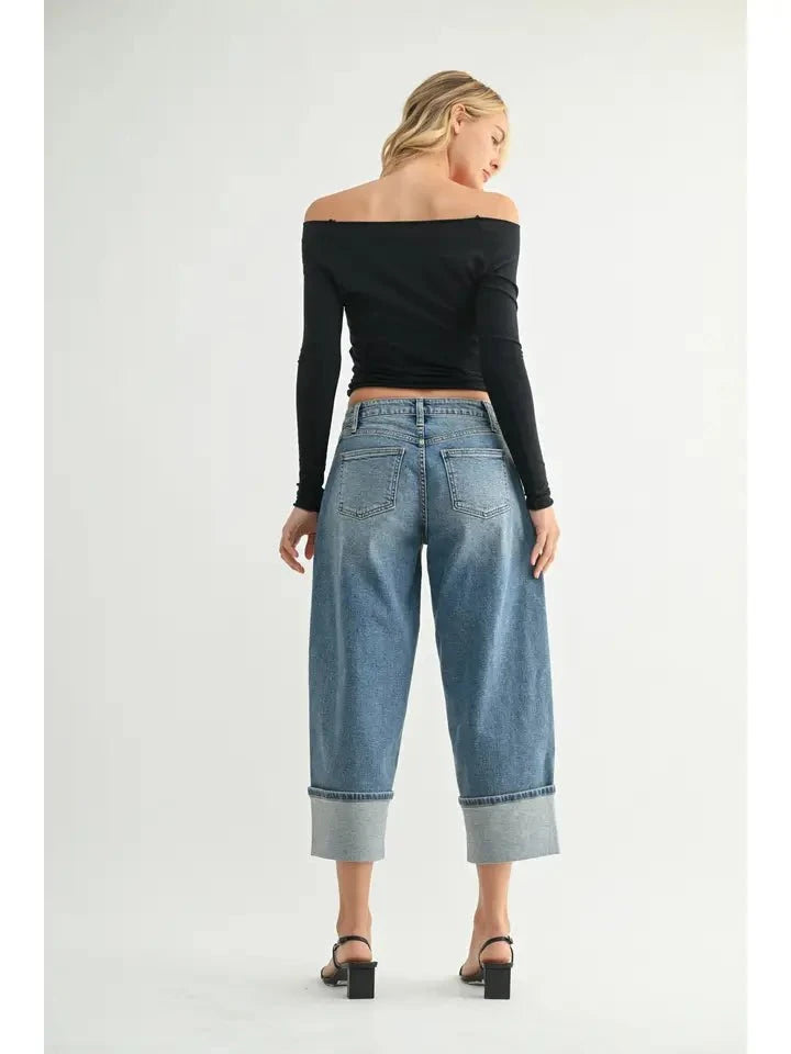 Eccentrics Boutique Denim Mid Rise Cuff Barrel Denim