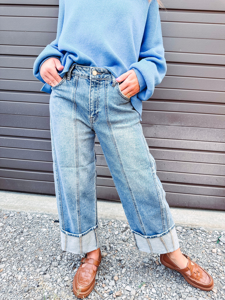 Eccentrics Boutique Denim Mid Rise Cuff Barrel Denim