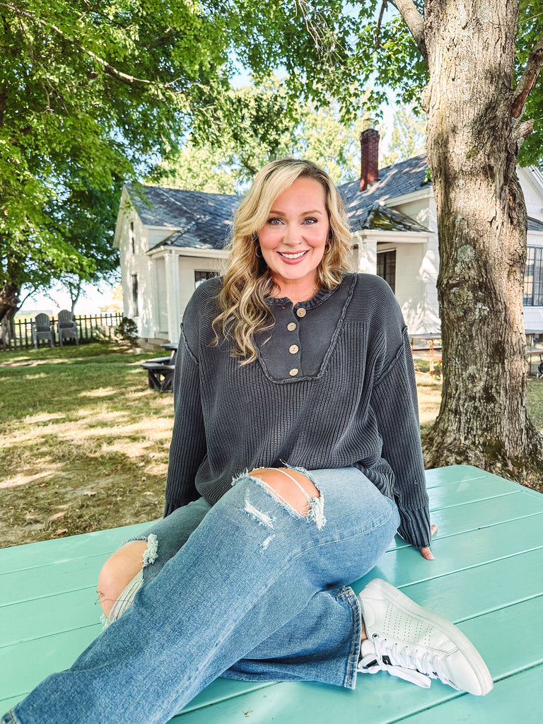 Eccentrics Boutique Sweater Midnight Special Half Button Sweater