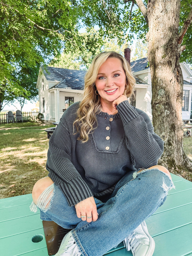 Eccentrics Boutique Sweater Midnight Special Half Button Sweater