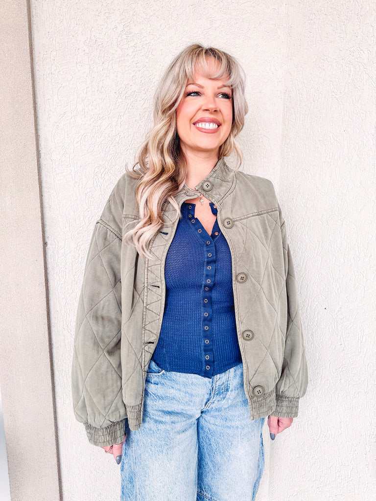 Eccentrics Boutique Jacket Molly Mineral Washed Quilted Jacket