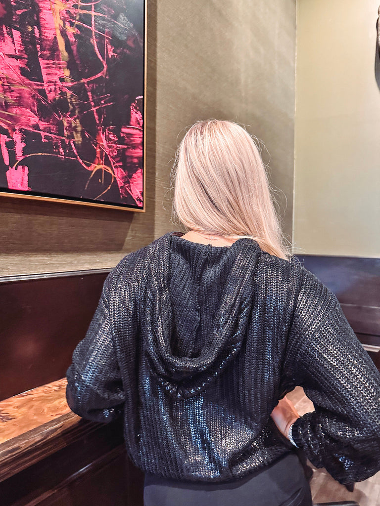 Eccentrics Boutique Sweater Natasha Metallic Cropped Hoodie