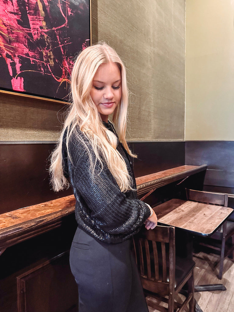 Eccentrics Boutique Sweater Natasha Metallic Cropped Hoodie