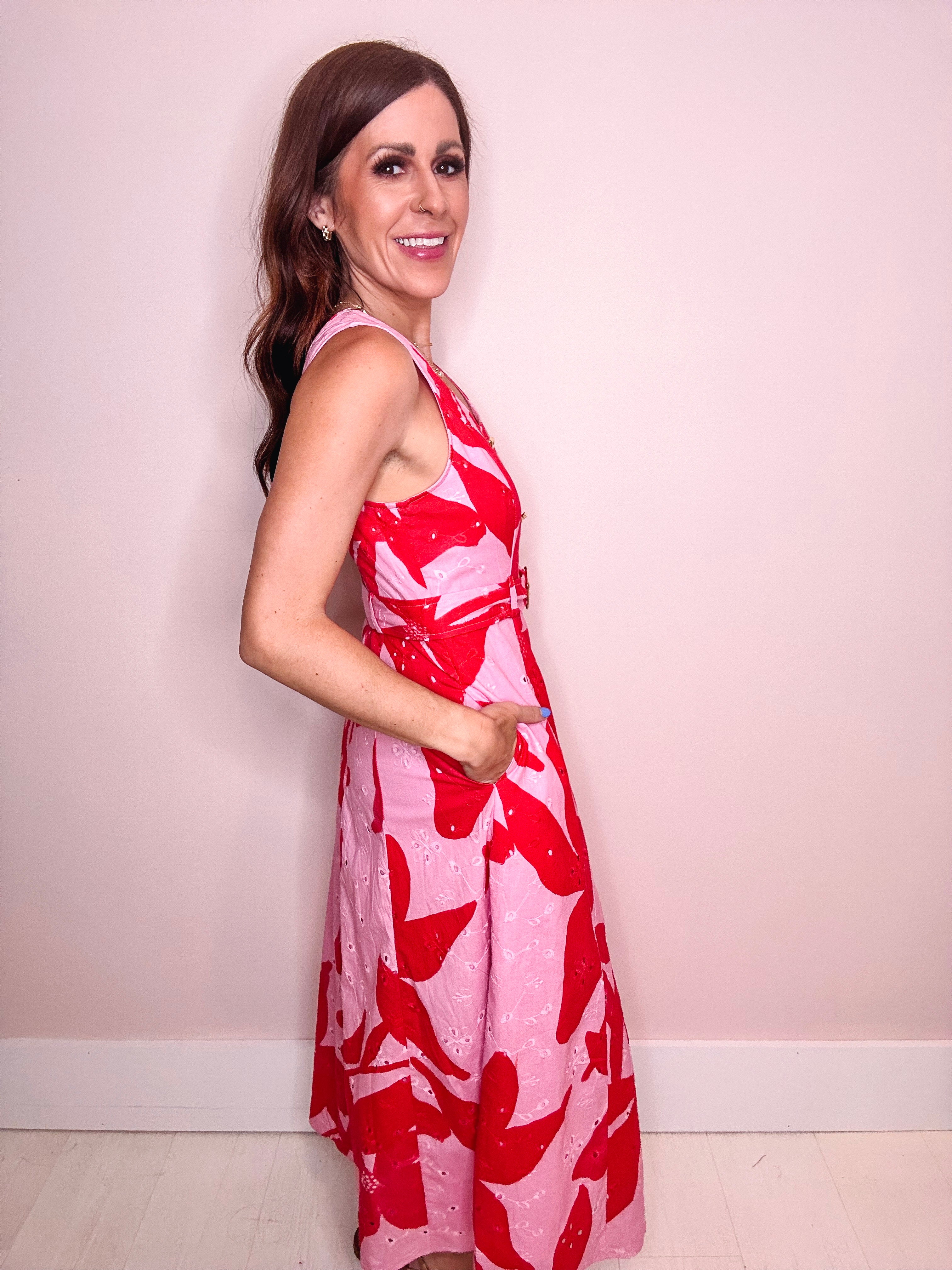 red eyelet midi dress Thelma Red Eyelet Dress | Dresses