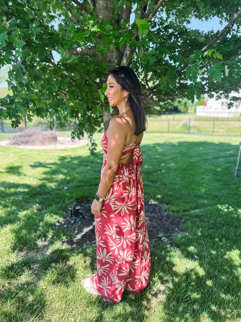 Eccentrics Boutique Jumpsuit Palm Island Printed Crepe Jumpsuit