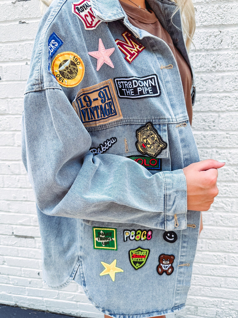 Eccentrics Boutique Jacket Patch Perfect Oversized Denim Shacket