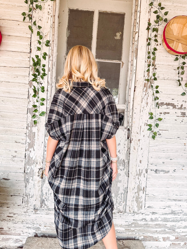 Eccentrics Boutique Dress Plaid Times Flannel Shirt Dress