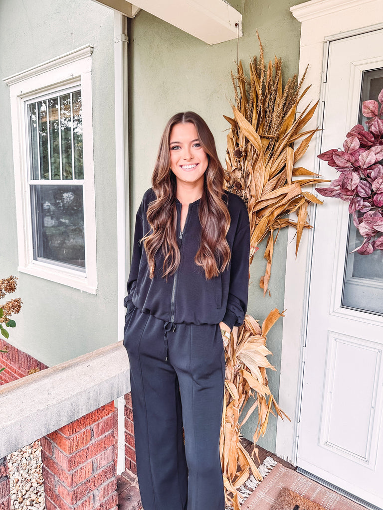 Eccentrics Boutique Jacket Rider Brushed Modal Scuba Jacket --Black