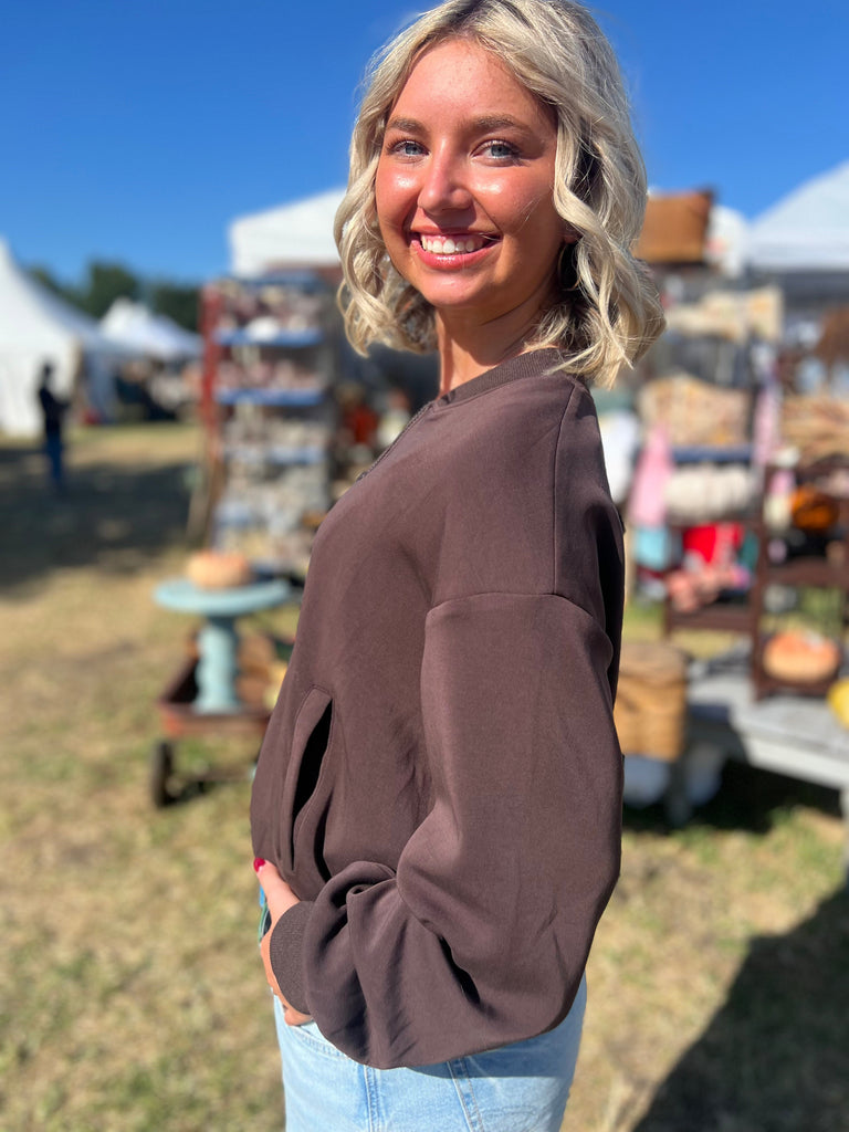 Eccentrics Boutique Jacket Rider Brushed Modal Scuba Jacket --Espresso