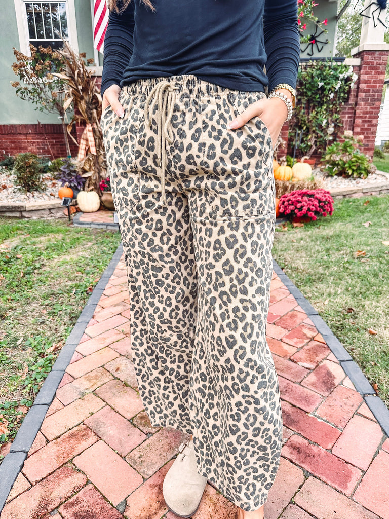 Eccentrics Boutique Pants Rowan Leopard Drawstring Pants