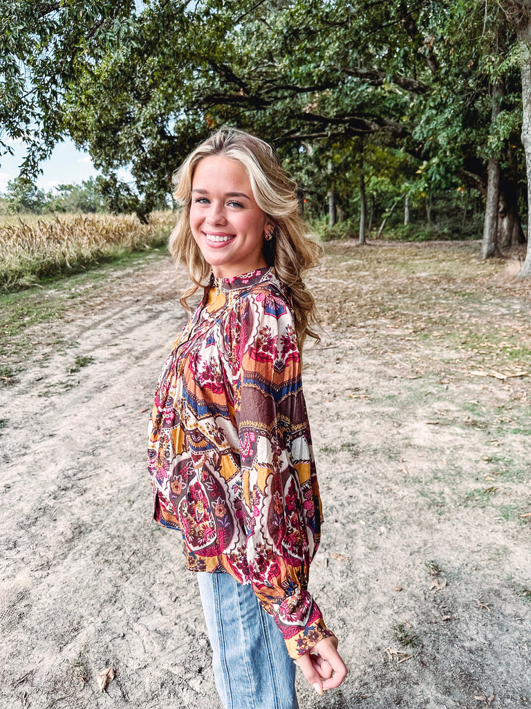 Eccentrics Boutique Shirts & Tops Ruby & Amber Paisley Shirt