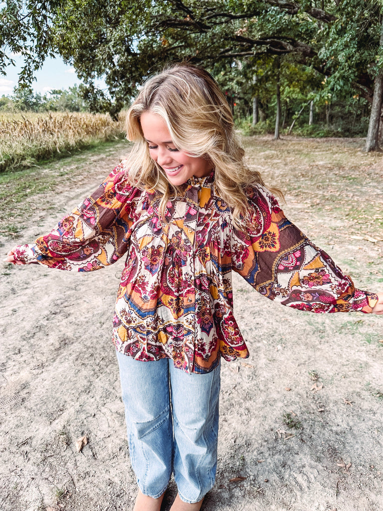 Eccentrics Boutique Shirts & Tops Ruby & Amber Paisley Shirt