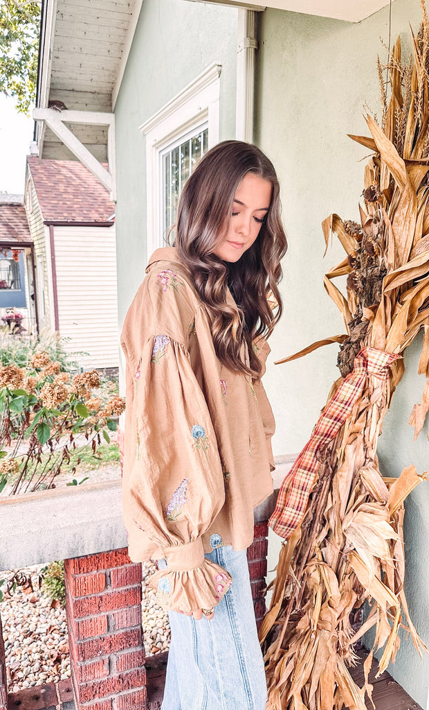 Eccentrics Boutique Shirts & Tops Scarlet Ballon Sleeve shirt