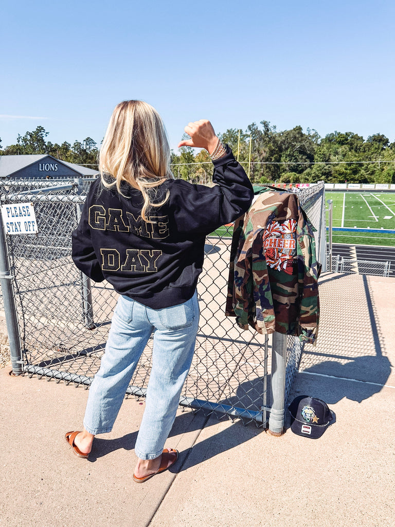 Eccentrics Boutique Top Sequin Football Sweater- Black