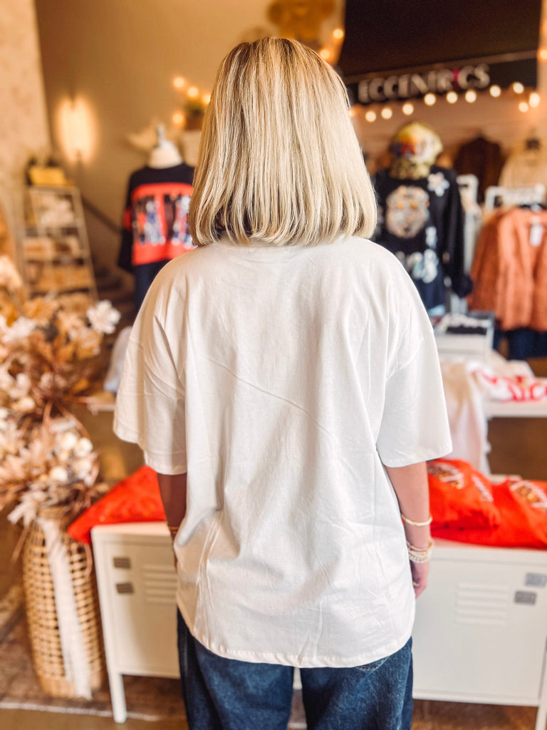Eccentrics Boutique Top Sequin Football T-Shirt