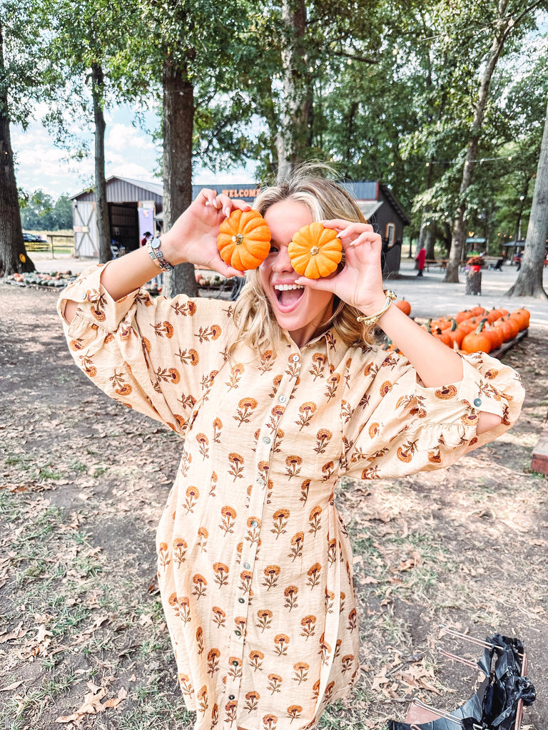 Eccentrics Boutique Dress Shay Botanical Puff Sleeve Dress