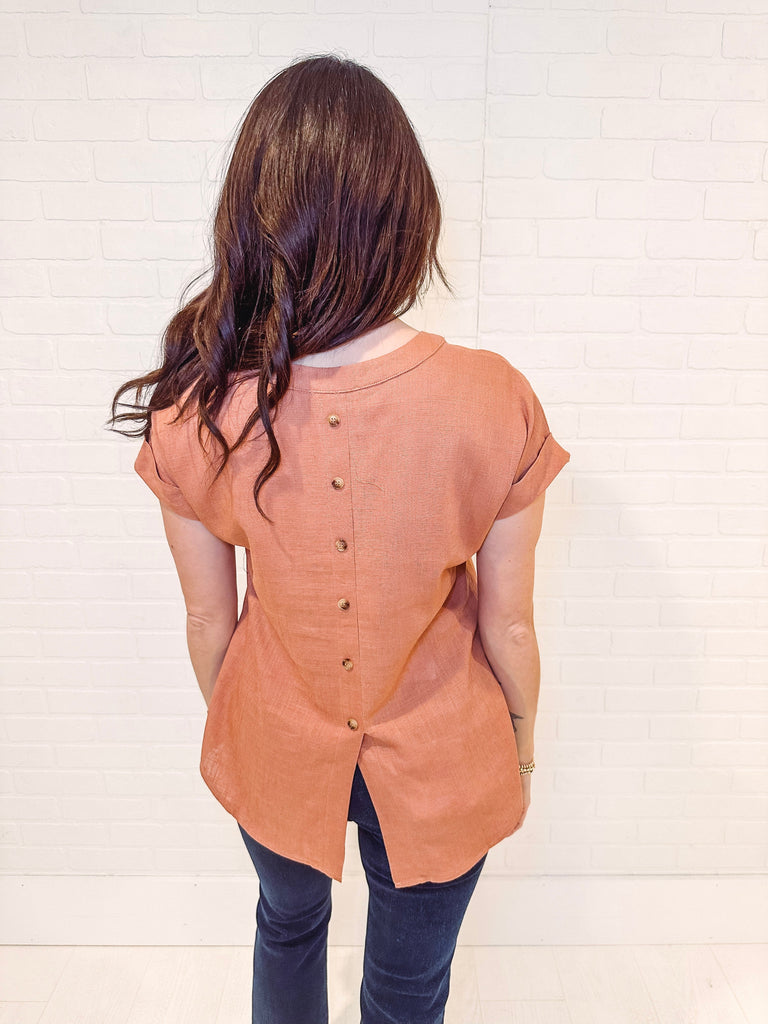 Eccentrics Boutique Shirts & Tops Sienna Linen Button Back Top