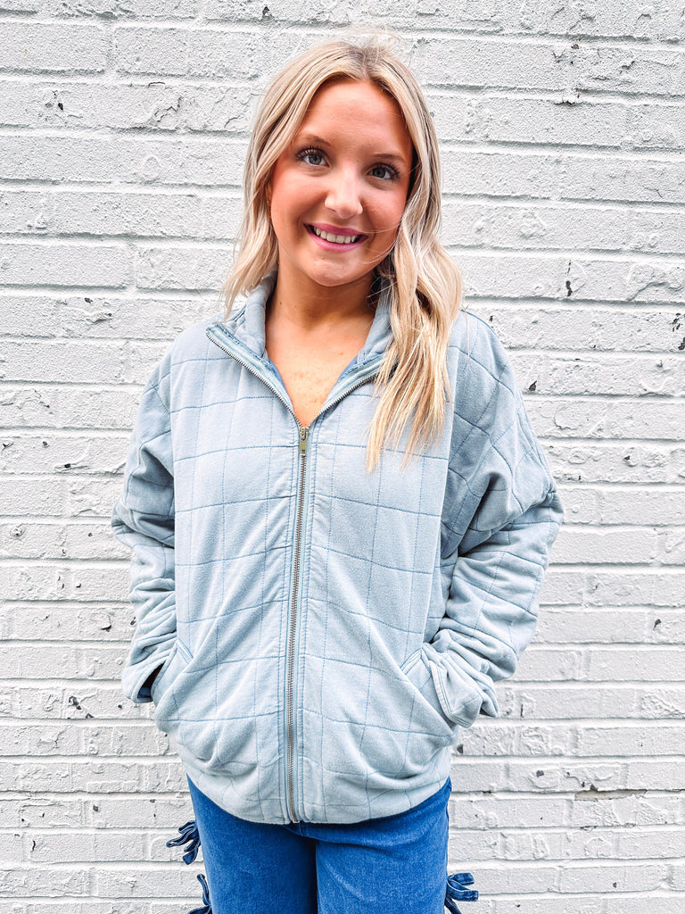 Eccentrics Boutique Jacket Soft Blue Quilted Jacket