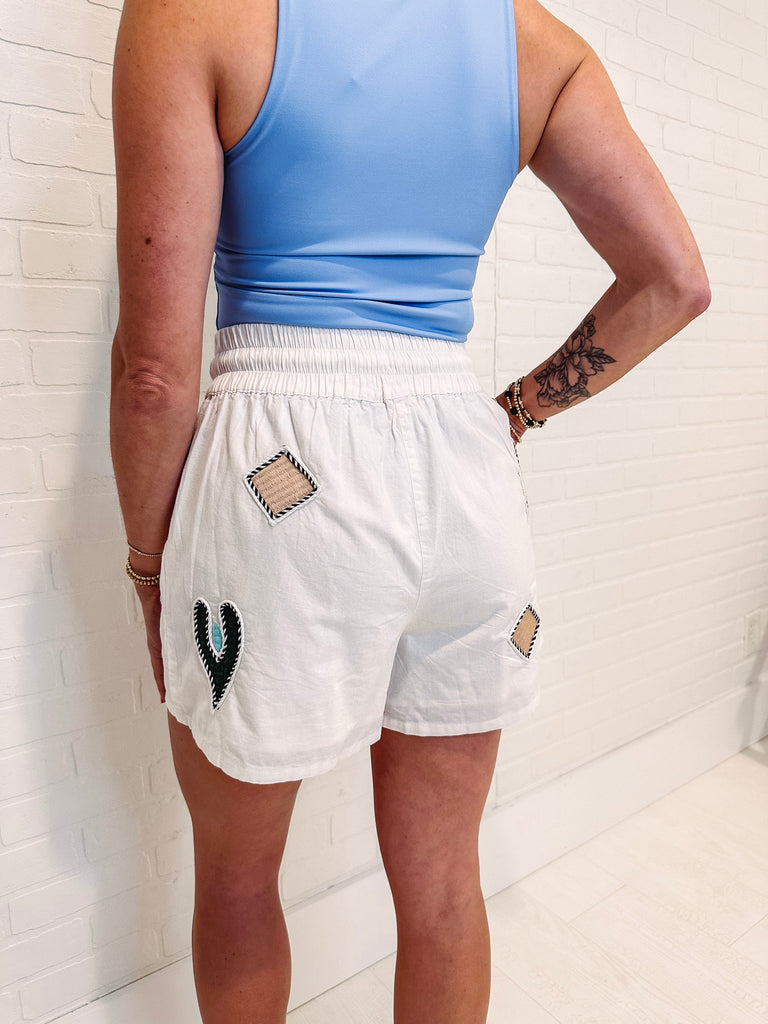 Eccentrics Boutique Shorts Soul Fire Drawstring Shorts with Embroidered Patch Details