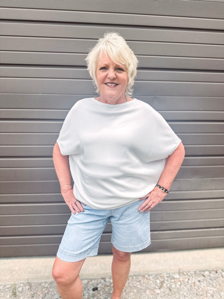 Eccentrics Boutique Shirts & Tops South of Broad Modal Dolman Sleeve Top-- White