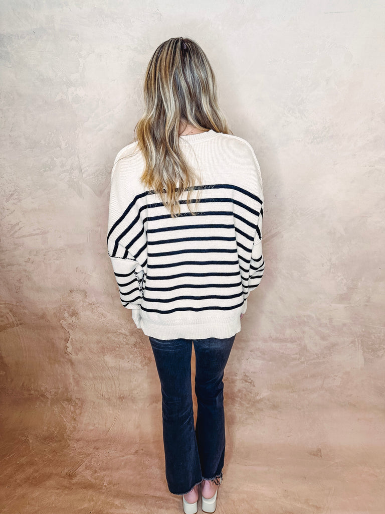 Eccentrics Boutique Sweater Stripe Bae Oversized Sweater