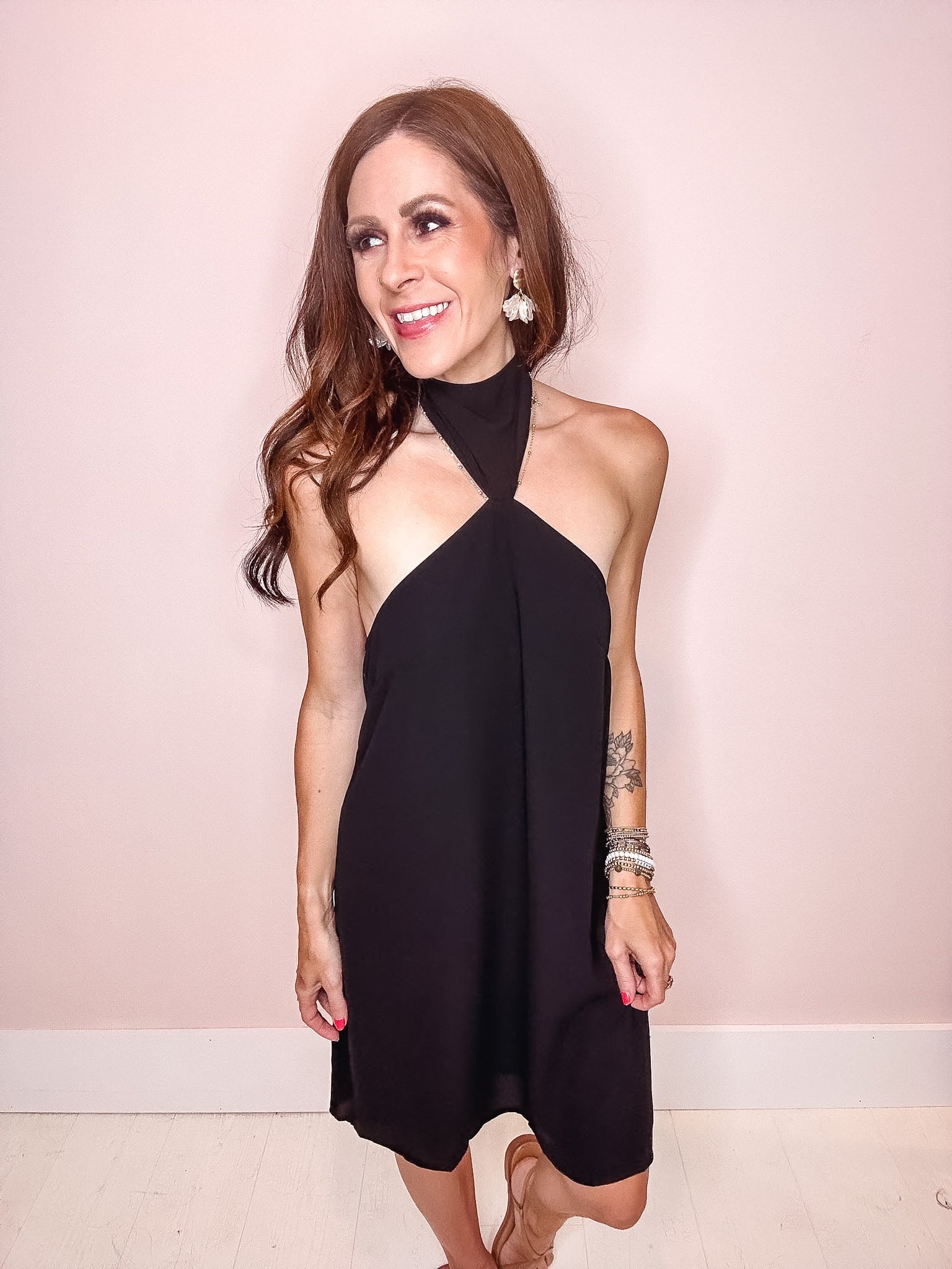 Summer Elegance Halter Neck Mini Dress--Black Large / Black