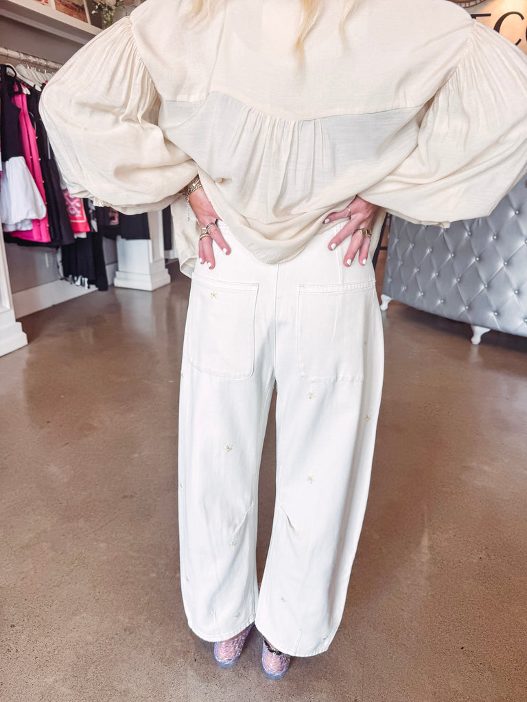 Eccentrics Boutique Pant Sweet Floral Embroidered Pants