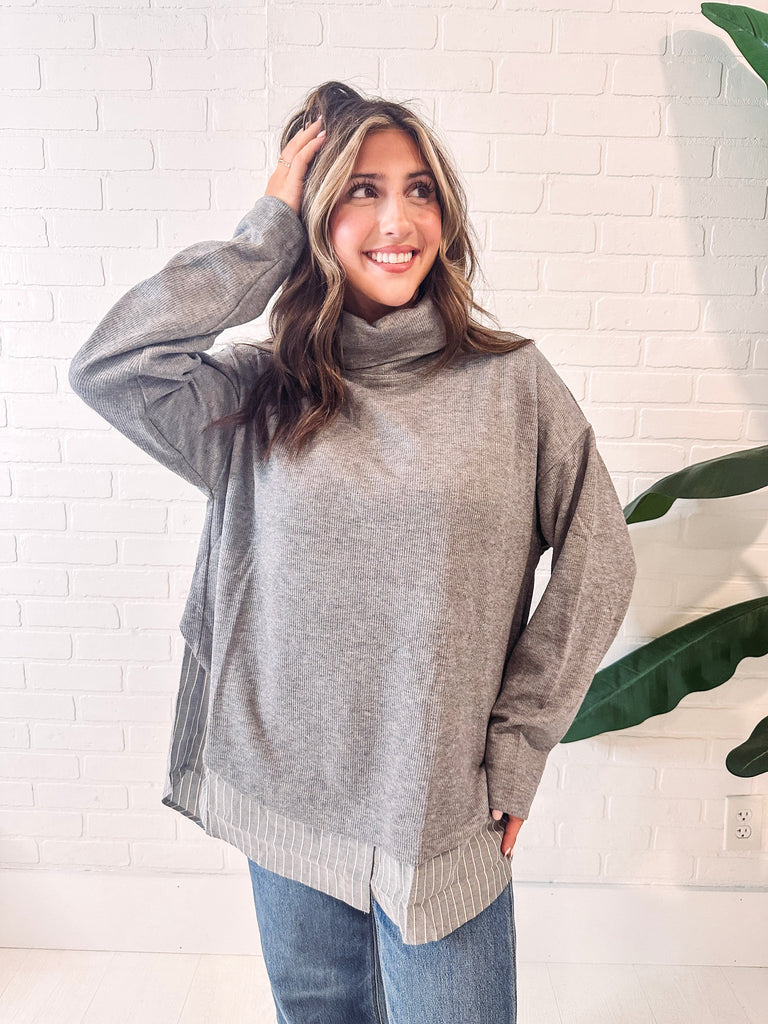 Eccentrics Boutique Top The Molly Mixed Media Turtleneck Top
