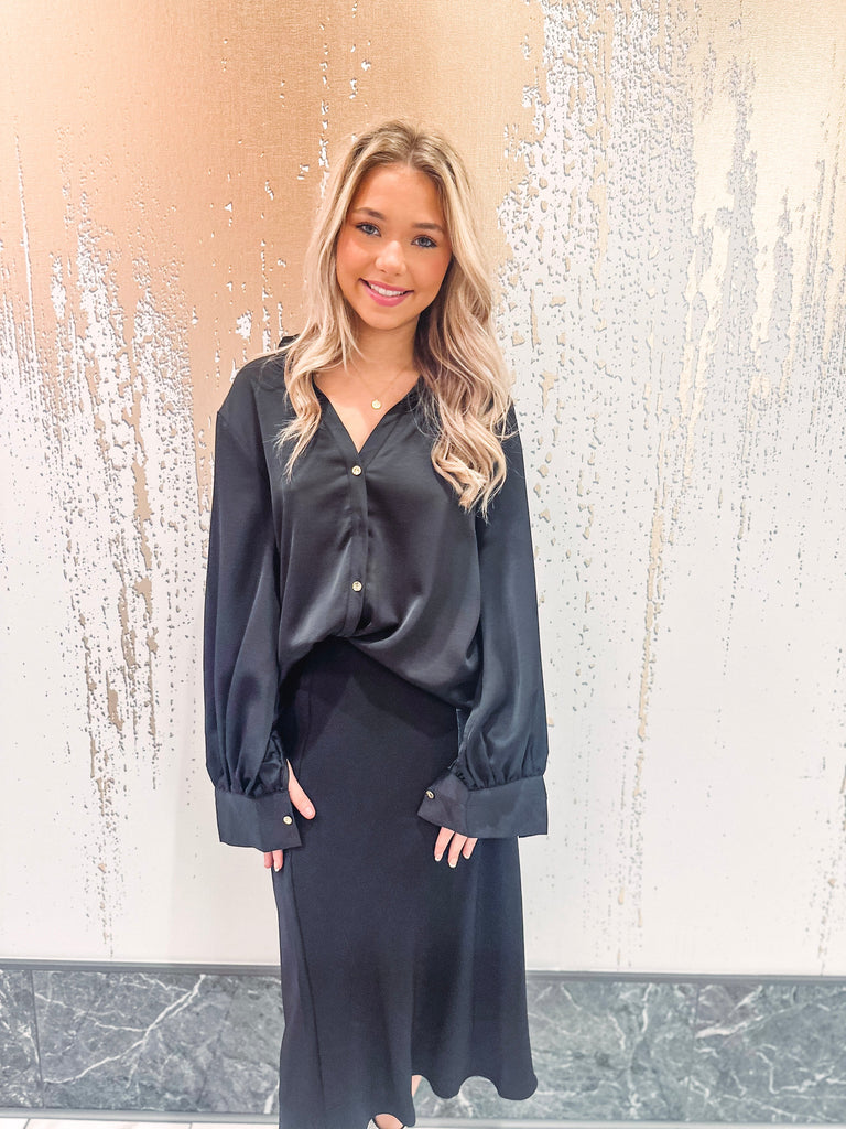 Eccentrics Boutique Shirts & Tops Thea Satin Button Down Shirt