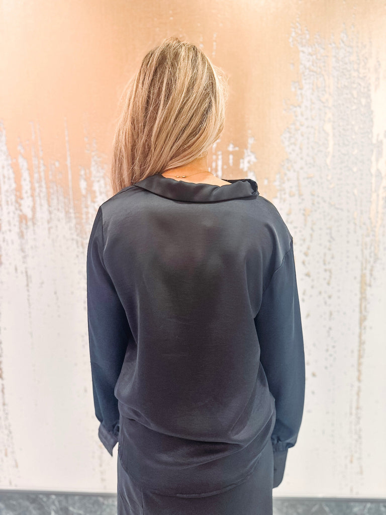 Eccentrics Boutique Shirts & Tops Thea Satin Button Down Shirt