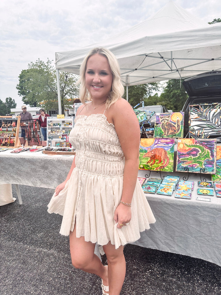 Eccentrics Boutique Dress Tiki Time Cinched Ruffle Mini Dress