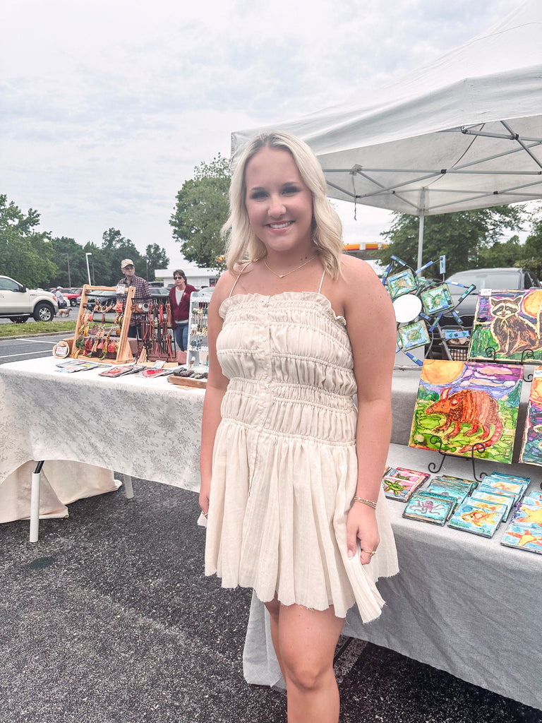 Eccentrics Boutique Dress Tiki Time Cinched Ruffle Mini Dress