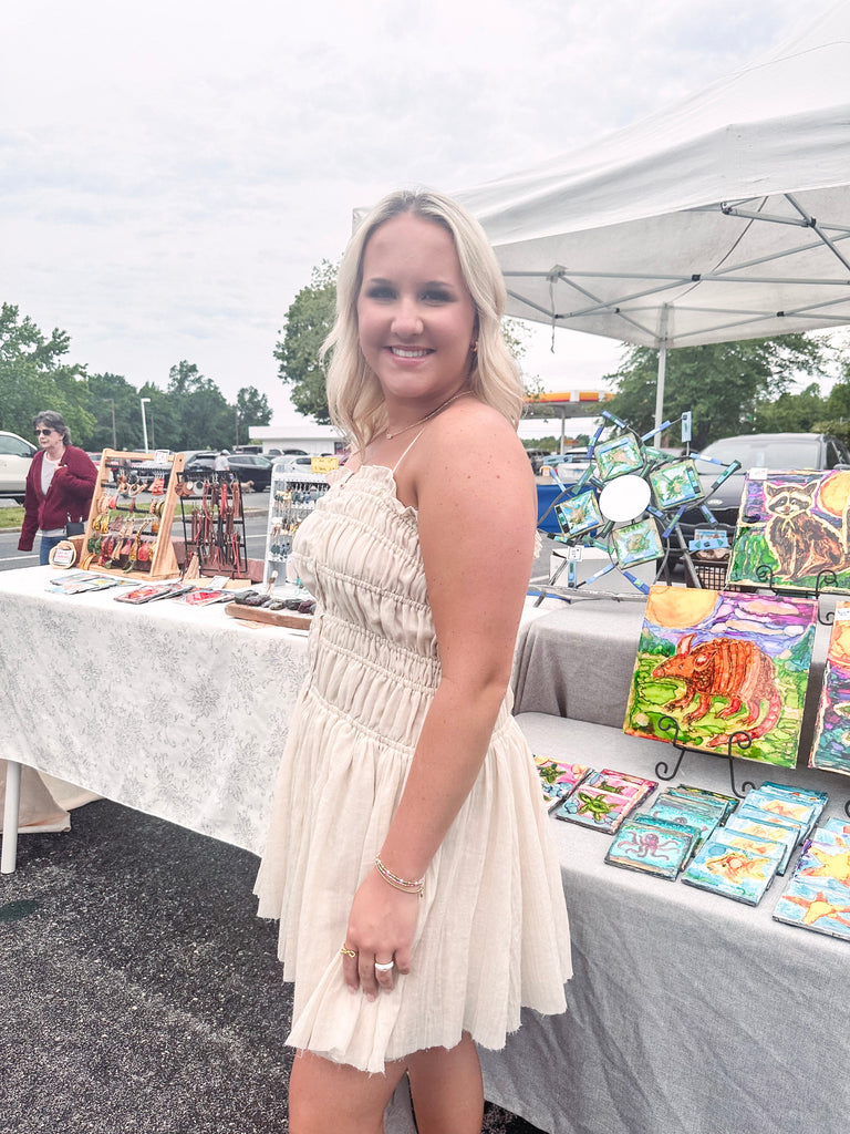 Eccentrics Boutique Dress Tiki Time Cinched Ruffle Mini Dress