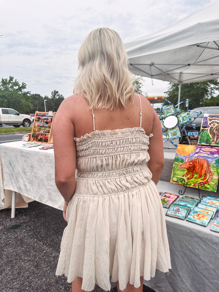 Eccentrics Boutique Dress Tiki Time Cinched Ruffle Mini Dress