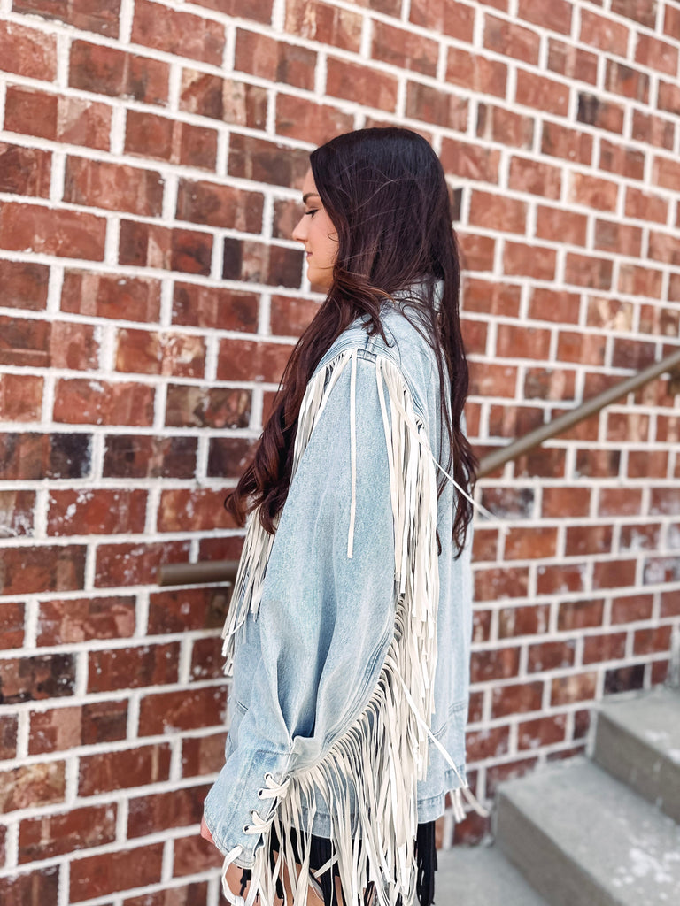 Eccentrics Boutique Jacket Tootsie's Fringed Denim Jacket