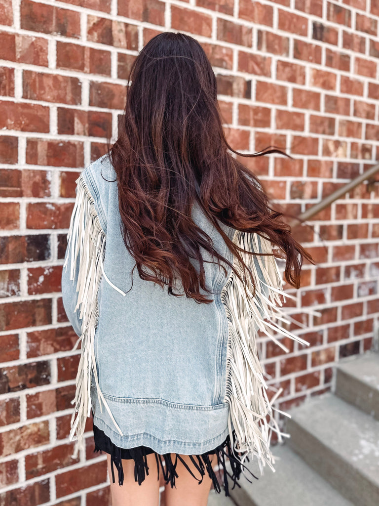 Eccentrics Boutique Jacket Tootsie's Fringed Denim Jacket