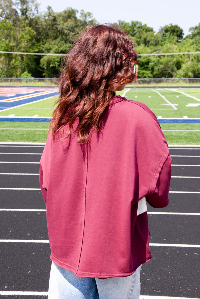 Eccentrics Boutique Shirts & Tops Touchdown Sequined Top-- Maroon