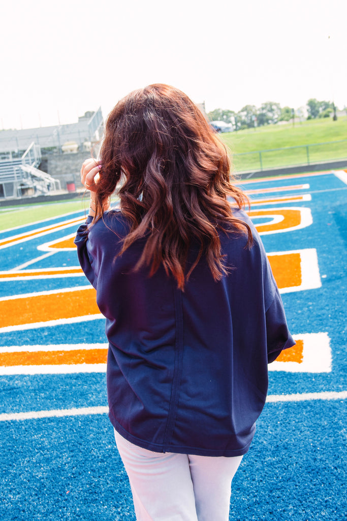 Eccentrics Boutique Shirts & Tops Touchdown Sequined Top-- Orange/Navy