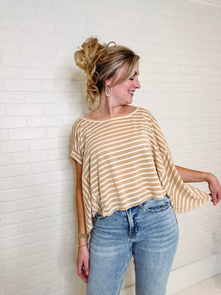 Eccentrics Boutique Shirts & Tops Twinkle In Your Eye Striped Cropped Top