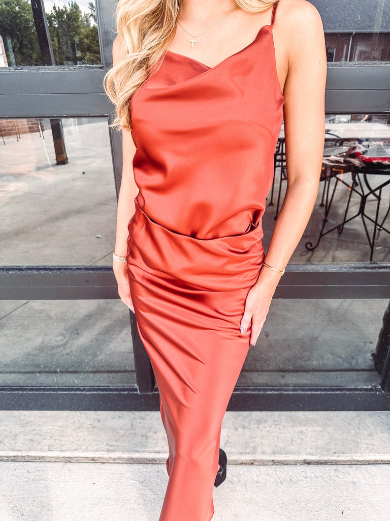 Eccentrics Boutique Shirts & Tops Vivienne Satin Cowl Neck Camisole--Bronze