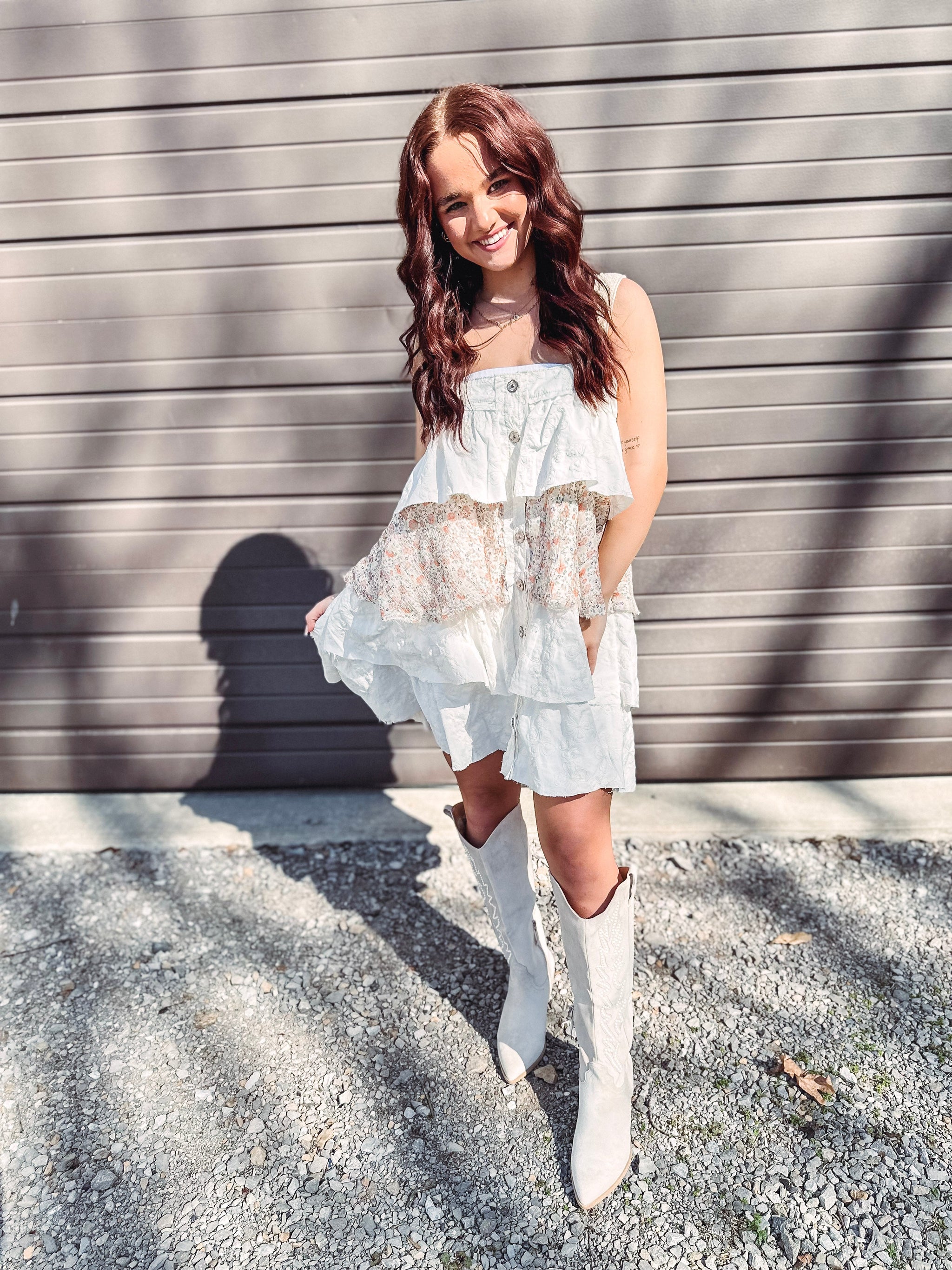 Western Romance Tiered Denim Dress