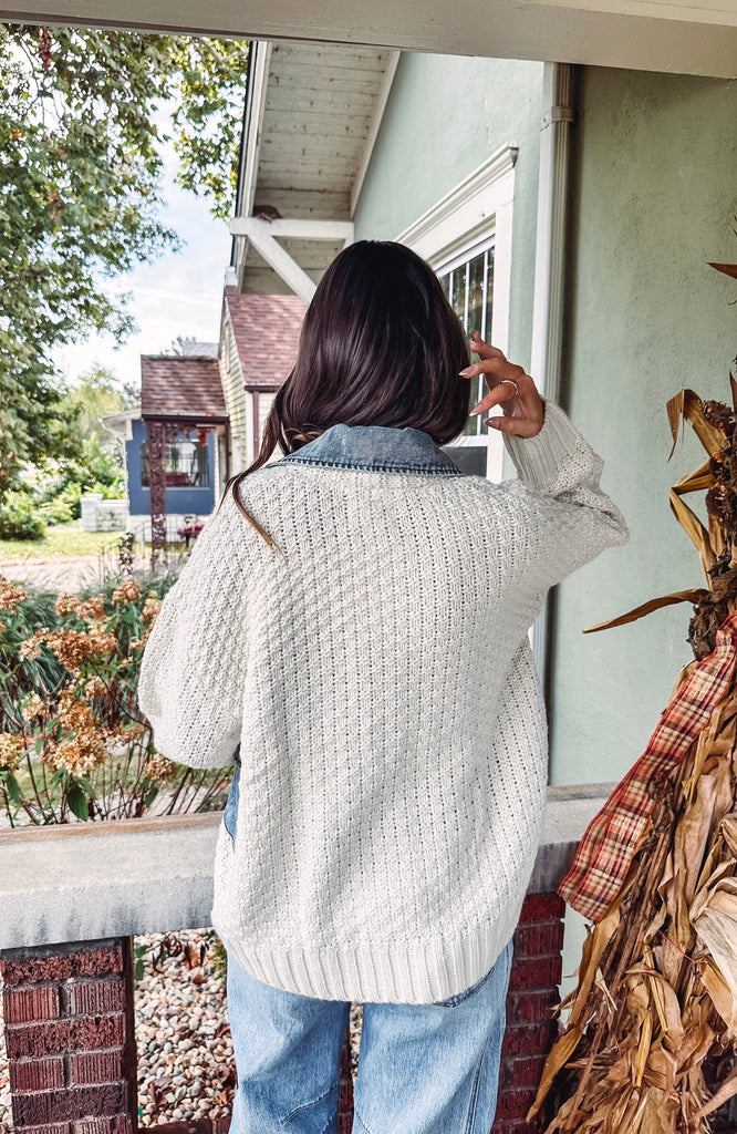 Eccentrics Boutique Jacket Whitley Mixed Media Cable Knit Jacket