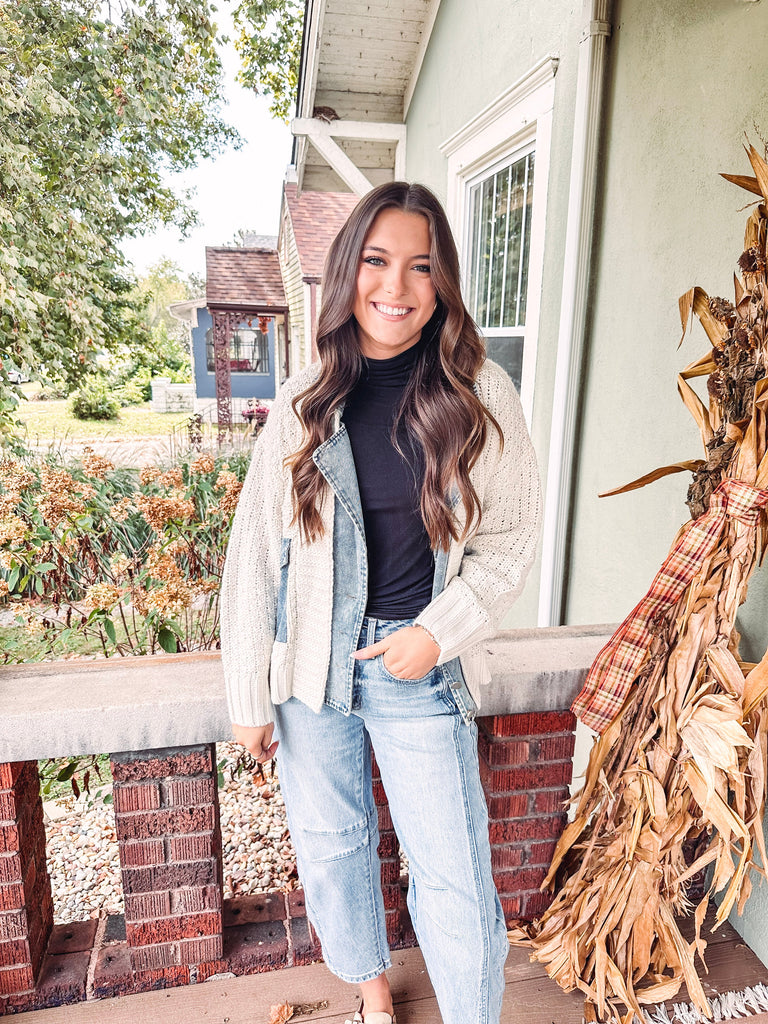 Eccentrics Boutique Jacket Whitley Mixed Media Cable Knit Jacket