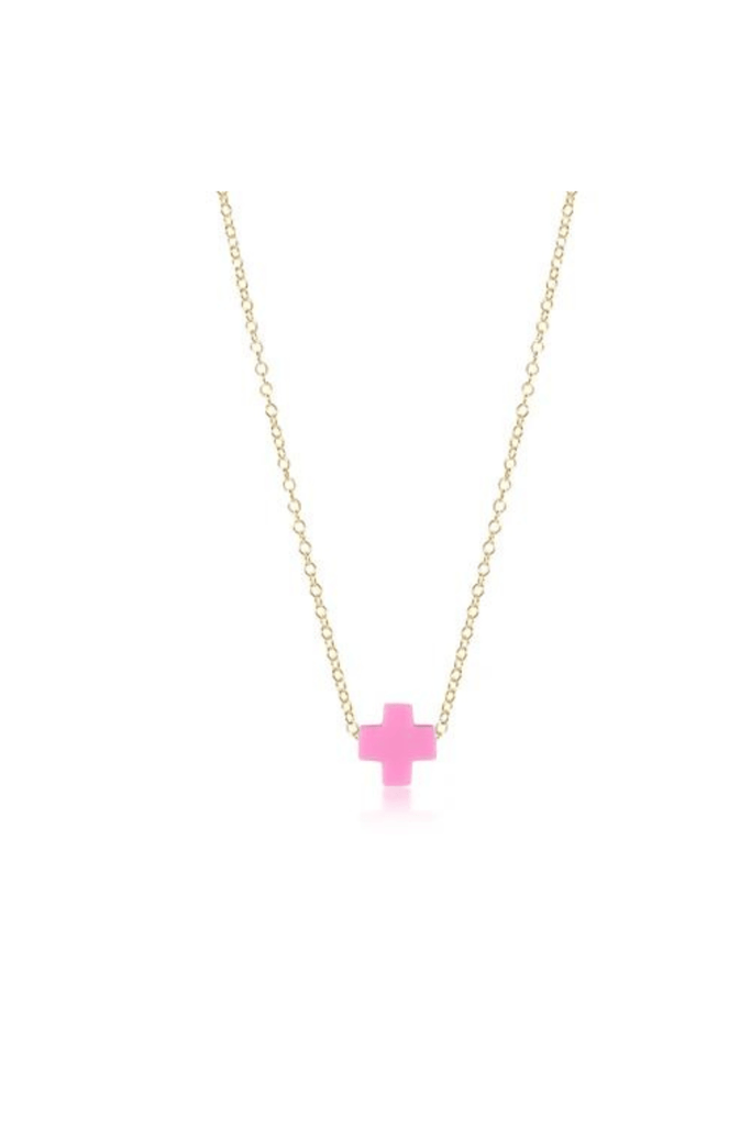 enewton Jewelry Enewton 16" Necklace Gold-Signature Cross 16" / Bright Pink