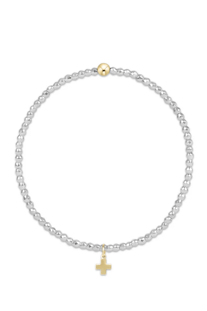 Enewton Jewelry Enewton Bright Silver Faceted Hematite 2mm Bead Bracelet- Signature Cross Gold Charm