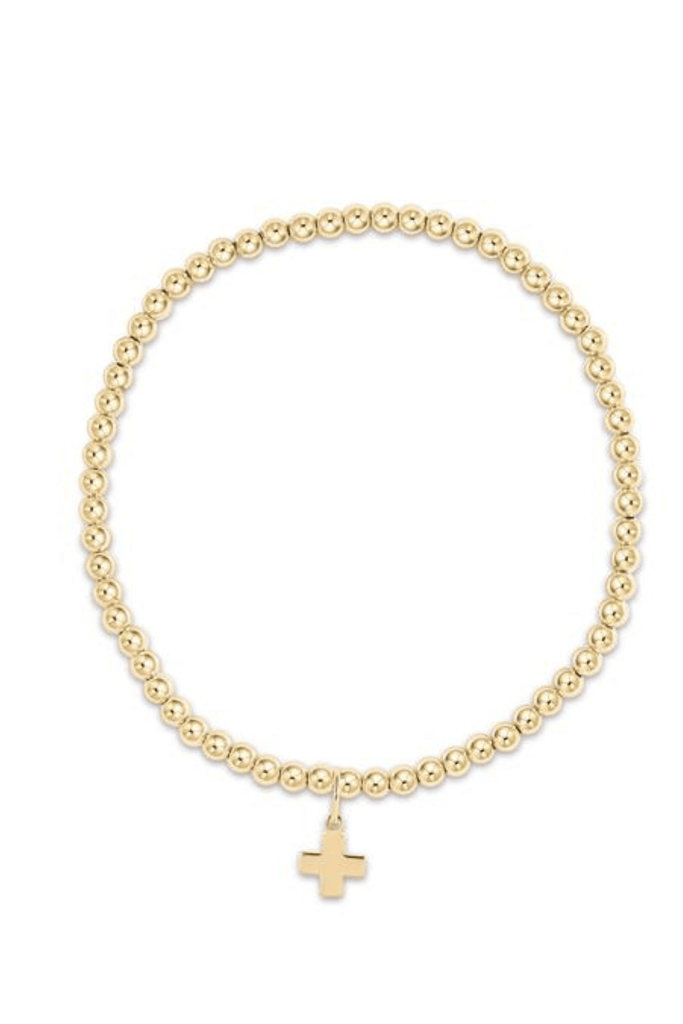 enewton Jewelry Enewton Classic Gold 3mm Bead Bracelet- Signature Cross Gold Charm 3mm / Gold