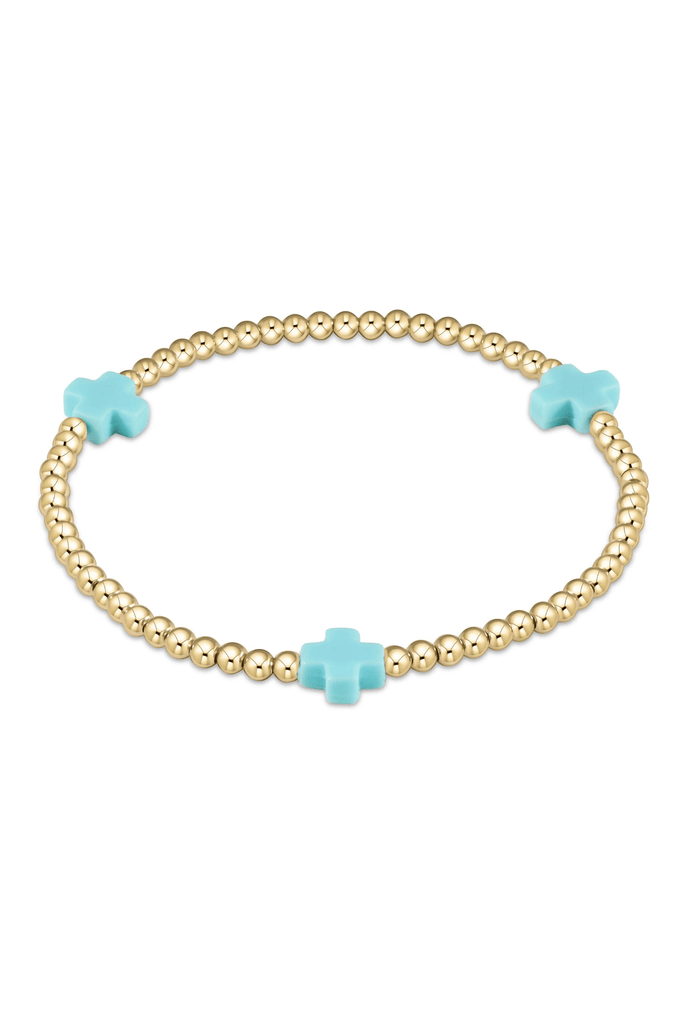 enewton Jewelry Enewton Egirl Signature Cross Gold Pattern 3mm Bead Bracelet Turquoise